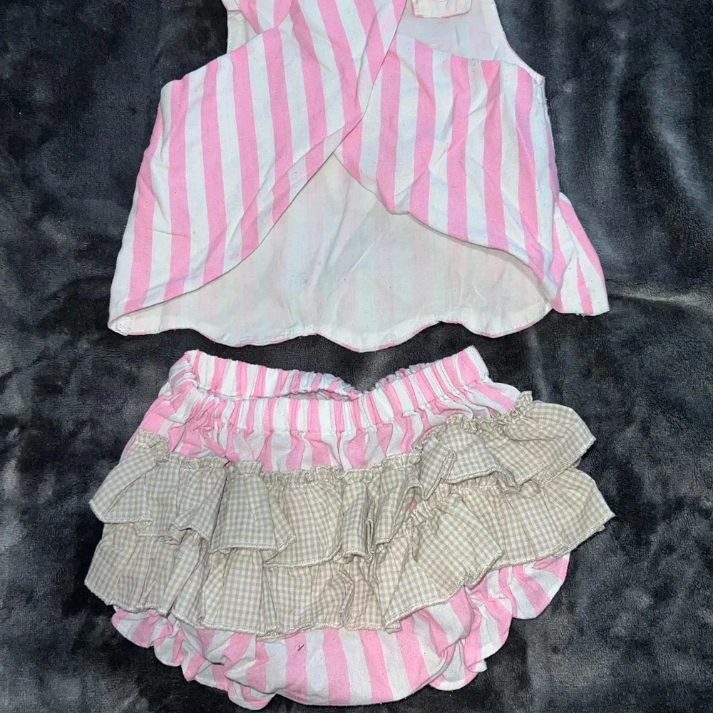 Pink Striped Cupcake Diaper Cover Set